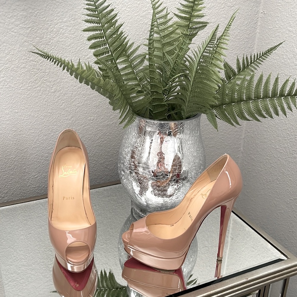 Louboutin Lady Peep 150 Patent Toe Platform